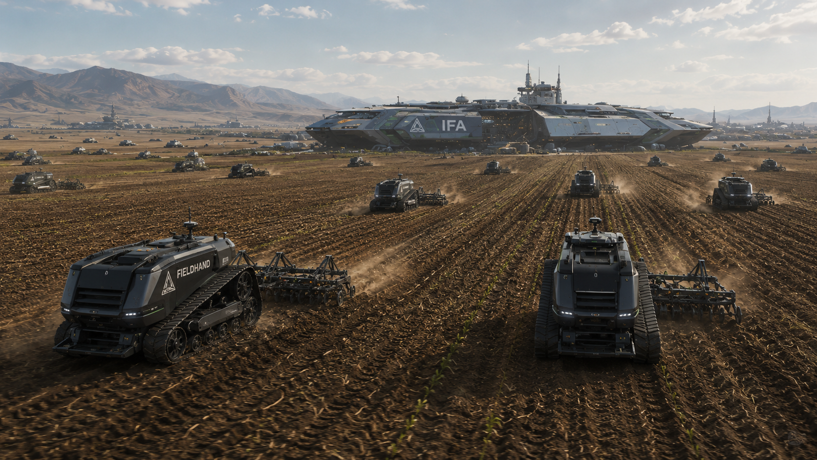 A coordinated formation of FIELDHAND platforms working in parallel