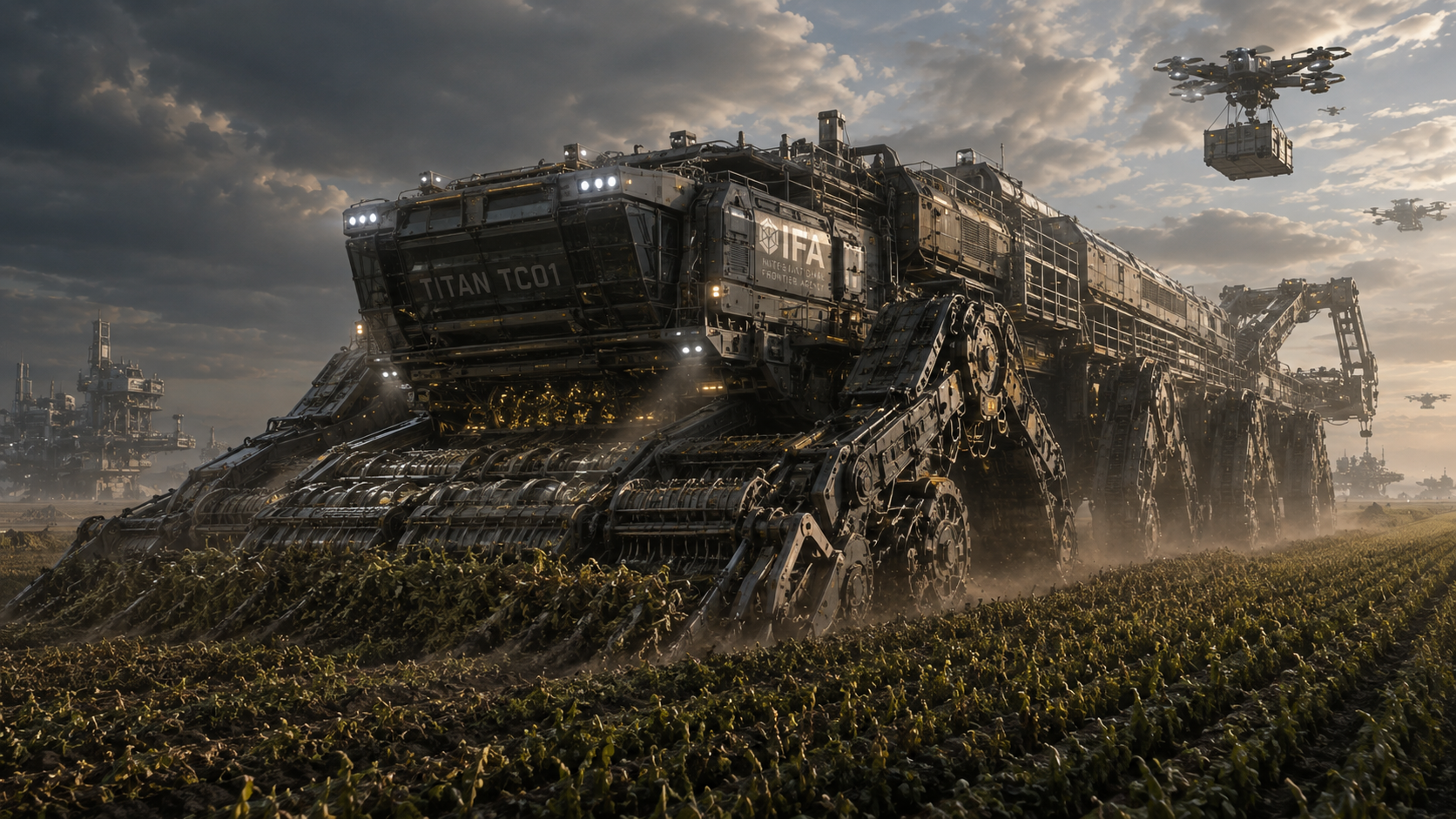 Titan TC01 Terra-Combine harvesting a planetary crop